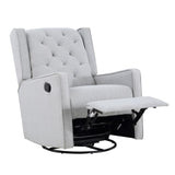 Milah Gliding Swivel Recliner Tufted Brushed Tweed Fabric B02263782