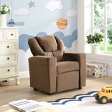 Kids Chair, Kids Upholstered Couch with One Cup Holder, Footrest, Backrest, Toddlers Velvet W2297P164709