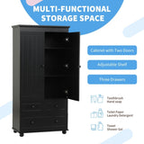 ZNTS Tall Storage Cabinet with Three Drawers for Bathroom/Office, Black N725P183256B