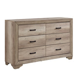 1pc Natural Finish 6-Drawers Dresser w Black Hardware Bedroom Furniture Rustic Contemporary Design B011P145832