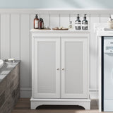 White two door rattan storage cabinet with adjustable partition, medieval modern independent buffet W1706P280678