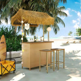 ZNTS GO Hawaiian-style Bar Height Patio Set with PE Grass Canopy, Outdoor Bar Table and Stools with WF530958AAA