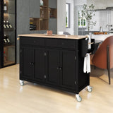 Kitchen Island Cart with Solid Wood Top and Locking Wheels,54.3 Inch Width,4 Door Cabinet and Two WF286911AAB