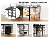 3-Drawer 4-Shelf P2 Particleboard Iron Pipe Computer Desk with Power Strip 61492836