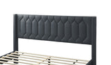 ZNTS Modern Eye-Catching 1pc Queen Size Bed Charcoal Burlap Fabric Unique Diamond Design Headboard B011P238958