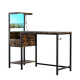Computer Desk with Power Outlet & Storage Shelves, Study Writing Table with USB Ports Charging W578P191951