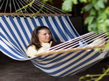 Striped Macrame Quilted Two Person Double Hammock - 9' x 56" - Blue and Cream 41777419