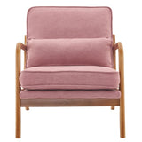 ZNTS Oak Armrest Oak Upholstered Single Lounge Chair Indoor Lounge Chair Pink 54837956