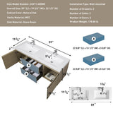 60" Floating Bathroom Vanity with Sink, Modern Wall-Mounted Bathroom Storage Vanity Cabinet with W1573P152706