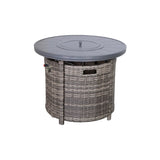 25" H x 32" W Aluminum Outdoor Fire Pit Table with Lid B120142403