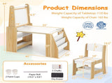 Natural Kids Activity Table with Magnetic Whiteboard/Chalkboard & Paper Roll, Multi-Storage Art Desk 10298016