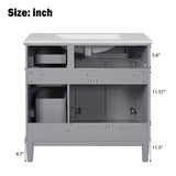 36" Gray Modern Bathroom Vanity with Ceramic Sink, Soft Close Doors, 4 Drawers for Storage, Elegant N729P253935E