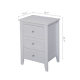White 3 Drawer Nightstand with Charging Station and USB Ports & Power Outlets,Wooden Bed Side W141260296
