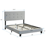 Full Size Upholstered Platform Bed Frame with pull point Tufted Headboard, Strong Wood Slat Support, W2297P284327