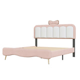 ZNTS Full size Velvet Princess Bed With bow-knot Headboard,Full Size Platform Bed with Headboard and WF315549AAH