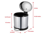 Bathroom Trash Can, 1.2 Gallon Stainless Steel Small Step Garbage Bin with Lid, Silver 35027408