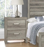Transitional Aesthetic Bedroom Nightstand Faux Wood Veneer Weathered Gray Finish Nickel Hardware Bed B01146212