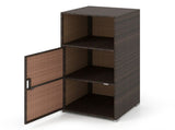 Brown Wicker Garden Storage Cabinet, Dual Open & Closed Design Outdoor Tool Cushion Storage Cabinet 81143358