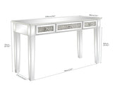 3-Drawer Modern Style Diamond-Embellished Computer Desk MDF with Mirror Finish 42*15*29.92in Silver 99489449