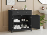 Black particleboard with melamine veneer, 60*30*80cm, double doors, single drawer, bathroom vanity 30274600
