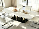 Modern Luxury Dining Table,51" Rectangular Tempered Glass Top with Marble Pattern Print,Gold W5123P515100