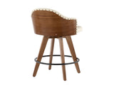 Mid-Century Counter Stool in Walnut and Cream Faux Leather B202P222358