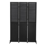 ZNTS 3 Panel Room Divider 6Ft Wood Folding Privacy Screen Black Room Separator Free Standing Wall W1757122143