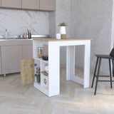 Stirling Kitchen Island with 1-Door Cabinet Push to open System and Side Shelves B070P188868