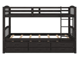 Twin over Twin Wood Bunk Bed with Trundle and Drawers, Espresso 34668938
