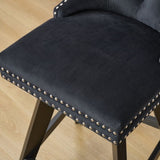 Swivel Velvet Barstools with Button Tufted Decoration and Wooden Legs, and Chrome Nailhead Trim, W1143P241332