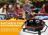 43" Octagonal Black Iron Fire Pit, Sheet Assembled Outdoor Bonfire Brazier with 01195977