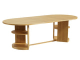 70.9" Oval Dining Table for 6 People, Fluted Panel Legs with 2 Side Open Storage Shelves, MDF 49195163