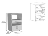 Kitchen Pantry 48" H, Two Open Storage Shelves, One for Microwave, Two Doors, Four Legs, White B097P167452
