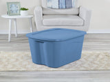 Large Storage Bin, 18 Gallon Durable Plastic Storage Tote with Snap-on Lid, Light Blue, 8 Pack 67091831