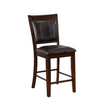 ZNTS Farmhouse Style 2pc Dark Brown Espresso PU Counter Height Chair Bar Stool Footrest Faux Leather B011P148066