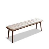 (Off White) Natural Oak Wood for Dining Bench Table Bench for Living Room With Leather Cushion W1283P297200