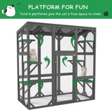 ZNTS Catio Outdoor Cat Enclosure Cat House Wooden Cat Cage Large Feral Cat Shelter for Mulitiple Cats W1850P188227