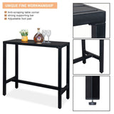 ZNTS 40in Iron With Adjustment Knob Patio Bar Table Black 72049429