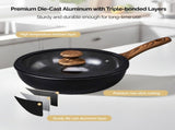 20-Piece Aluminum Cookware Set, Black Non-Stick Pots and Pans Set with Assembled Handles - 6 Pots 54655356