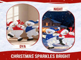 Set of 2 Lighted Running Snowman Christmas Decorations, Pre-lit 2D Holiday Decor with 120 Warm White 83521957