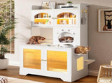 3-Tier Cat Litter Box Enclosure with Storage Cabinet, Hidden Cat Washroom Furniture with Fluted N704P490436K