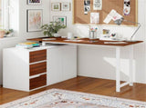 Reversible L-Shaped Desk with Built-in Charging Station, Home Office Desk with Drawers & File 06314956