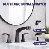 ZNTS Widespread Pull Out Sprayer Bathroom Faucet, 2-handle Bathroom Sink Faucet W1224P185045