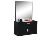 Black Salon Cabinet with Mirror, 1 Drawer & 1 Door, Made of 15mm E0 Matt Particle Board 63058594