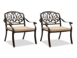 Set of 2 Cast Aluminum Patio Dining Chairs with Cushions, Stackable Outdoor Bistro Chairs for 96662218