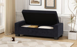 50" Ottoman Bench in Textured Fabric, Rectangular Design with Hinged Lid for Seating, Footrest, and 74862.00DBLUTEX