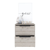 Kaia Nightstand , End Table, Side Table Two Drawers, Metal Handle -Light Gray B20091875