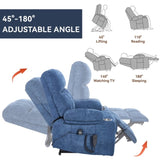 Blue Dual Motor Infinite Position Up to 350 LBS Chenille Power Lift Recliner Chair, Heavy Duty W3224P290205