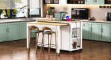 K&K 47 inch Kitchen Island with Extendable Dining Table, Rubber Wood Veneer Kitchen Table with N707P215327W