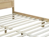 King Size Solid Wood Bed with Rattan Headboard, Rubber Wood Bed with Central Support Beams and W504P444380